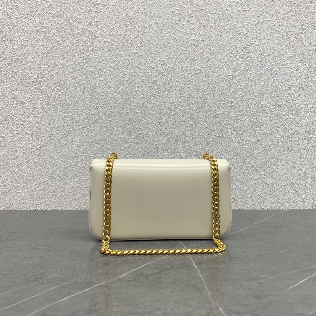 Celine Chain Shoulder Bag Claude In Shiny Calfskin White/Gold 197992